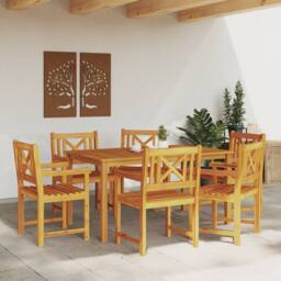 Berkfield Home 7 Piece Garden Dining Set Solid Wood Acacia in Brown - thumbnail 4