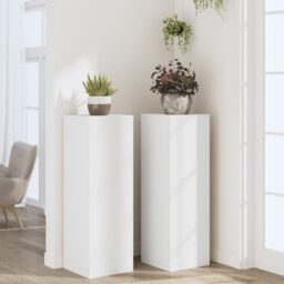 Berkfield Home Plant Stands 2 pcs White 33x33x100 cm Engineered Wood - Size: 33 x 33 x 100 cm - thumbnail 3