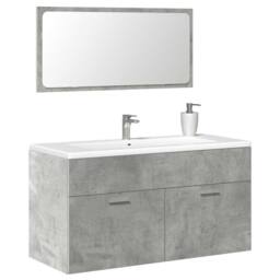 Berkfield Home Bathroom Cabinet with Mirror Concrete Grey Engineered Wood - thumbnail 1