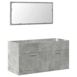 Berkfield Home Bathroom Cabinet with Mirror Concrete Grey Engineered Wood - thumbnail 2