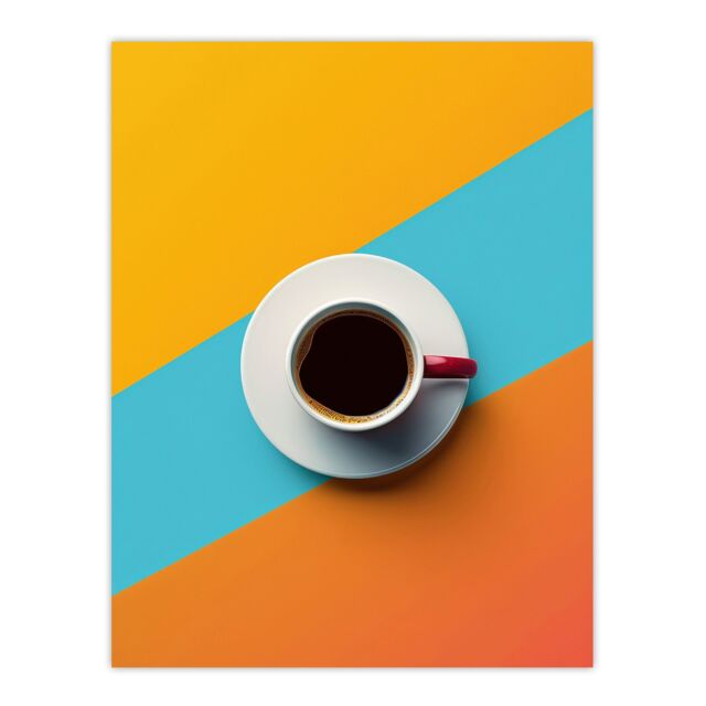 "Artery8 Coffee Cup Aerial View Vibrant Geometric Design Wall Art Print - Size: W18"" x H24""" - image 1
