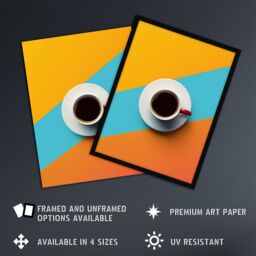 "Artery8 Coffee Cup Aerial View Vibrant Geometric Design Wall Art Print - Size: W18"" x H24""" - thumbnail 2