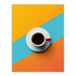 "Artery8 Coffee Cup Aerial View Vibrant Geometric Design Wall Art Print - Size: W18"" x H24""" - thumbnail 1