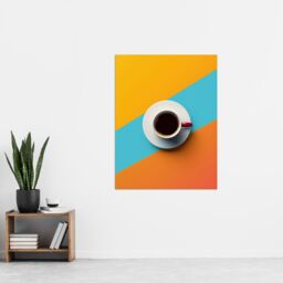"Artery8 Coffee Cup Aerial View Vibrant Geometric Design Wall Art Print - Size: W18"" x H24""" - thumbnail 4