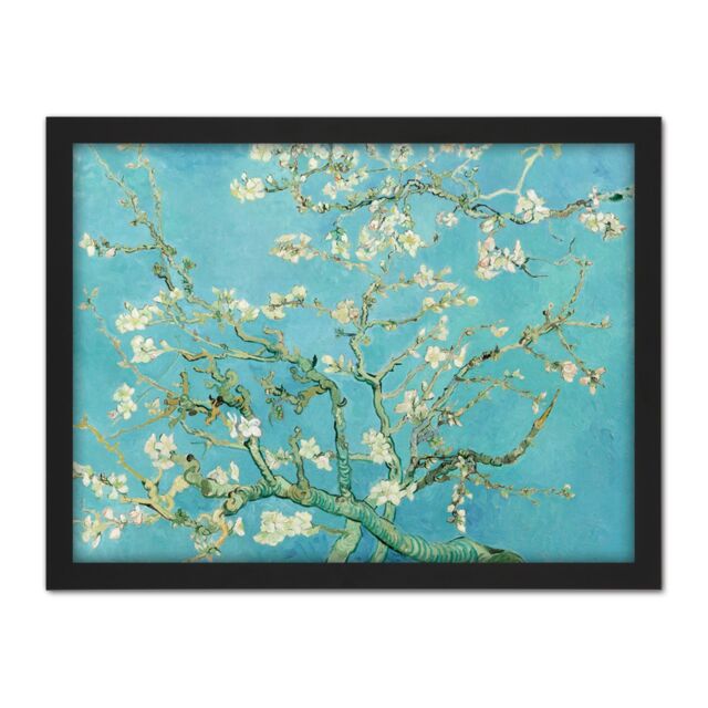 "Artery8 Wall Art Print Vincent Van Gogh Almond Blossom Large Framed Wall Décor Art in Black - Size: W18"" x H24""" - image 1