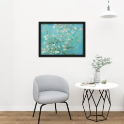 "Artery8 Wall Art Print Vincent Van Gogh Almond Blossom Large Framed Wall Décor Art in Black - Size: W18"" x H24""" - thumbnail 2