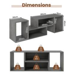 CASART Free Combination TV Stand for 60 Inch TVs Adjustable Media Center in Grey - thumbnail 2