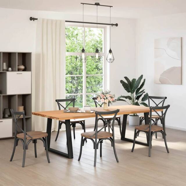 Berkfield Home Dining Table Legs V-Shape 2 pcs Black 80x(72-73.3) cm Steel - image 1