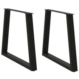 Berkfield Home Dining Table Legs V-Shape 2 pcs Black 80x(72-73.3) cm Steel - thumbnail 2