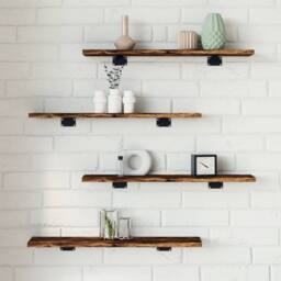 Berkfield Home Wall Shelves 4 pcs Smoked Oak 60x10x1.5 cm Engineered Wood in Brown - thumbnail 2