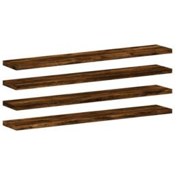 Berkfield Home Wall Shelves 4 pcs Smoked Oak 60x10x1.5 cm Engineered Wood in Brown - thumbnail 1