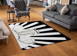 Benjamin Tate Design Art Deco Skyscraper In Black & White Designer Rug in Natural - Size: Large - thumbnail 2