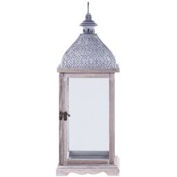 Wyld and Coco White Iron Lantern 47 cm - Distressed Pillar Candle Holder - thumbnail 5