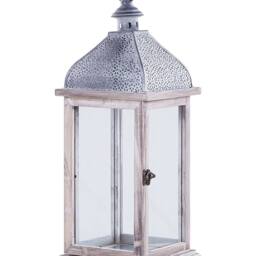 Wyld and Coco White Iron Lantern 47 cm - Distressed Pillar Candle Holder - thumbnail 2