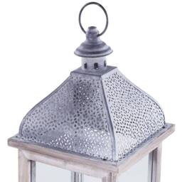 Wyld and Coco White Iron Lantern 47 cm - Distressed Pillar Candle Holder - thumbnail 6