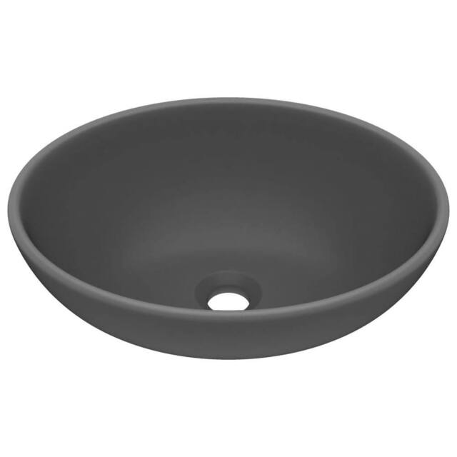 Berkfield Home Luxury Basin Oval-shaped Matt Dark Grey 40x33 cm Ceramic - image 1