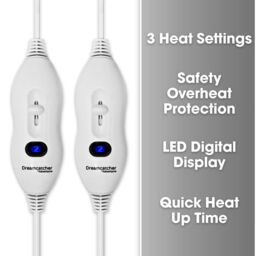Dreamcatcher Luxury Polyester Electric Blanket Heated Fully Fitted Under Blanket 3 Heat Settings - Single/Double/King/Super King in White - thumbnail 5