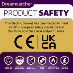 Dreamcatcher Luxury Polyester Electric Blanket Heated Fully Fitted Under Blanket 3 Heat Settings - Single/Double/King/Super King in White - thumbnail 8