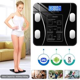 NESTLUNE Scales Electronic 180KG Digital Bathroom LCD Display in Black
