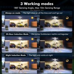 KORVIXA 3 Head LED Security Light PIR Motion Sensor 150W Remote in Black - thumbnail 5