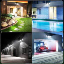 KORVIXA 3 Head LED Security Light PIR Motion Sensor 150W Remote in Black - thumbnail 4