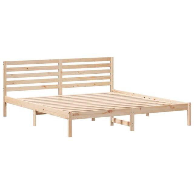Berkfield Home with Headboard Brown 200 x 200 cm Solid pine wood in Light Tan - image 1