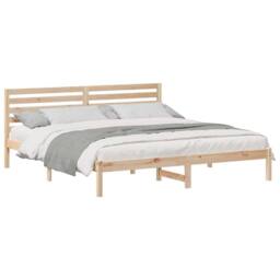 Berkfield Home with Headboard Brown 200 x 200 cm Solid pine wood in Light Tan - thumbnail 3