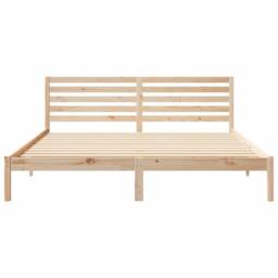 Berkfield Home with Headboard Brown 200 x 200 cm Solid pine wood in Light Tan - thumbnail 5