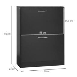 VOGREX 2-Drawer Shoe Cabinet, Holds 12 Pairs in Black - thumbnail 2