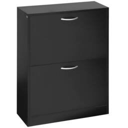 VOGREX 2-Drawer Shoe Cabinet, Holds 12 Pairs in Black