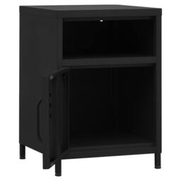 Berkfield Home Nightstand Black 35x35x51 cm Steel - Size: 35 x 35 x 51 cm - thumbnail 6