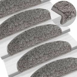 Berkfield Home Carpet Stair Treads 15 pcs Grey 65x21x4 cm - Size: Medium - thumbnail 1