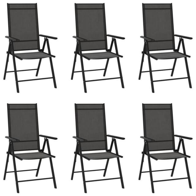 Berkfield Home Folding Garden Chairs 6 pcs Textilene Black - image 1