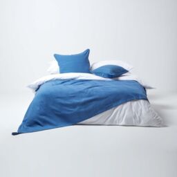 Homescapes Cotton Rajput Ribbed Throw in Blue - Size: 225 cm x 255 cm - thumbnail 3