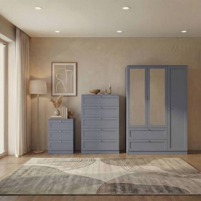 Home Discount Vida Designs Altino 3Pc Bedroom Set(3Dr Bedside, 5Dr Chest, Wardrobe) in Grey - image 1