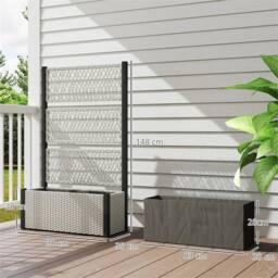 SPETLEK Mixed-grey Rattan Raised Planter Box Climbing Trellis Garden Plant Bed in Grey - Size: 1.25kg - thumbnail 2