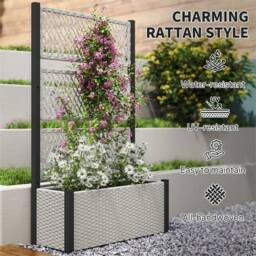 SPETLEK Mixed-grey Rattan Raised Planter Box Climbing Trellis Garden Plant Bed in Grey - Size: 1.25kg - thumbnail 4