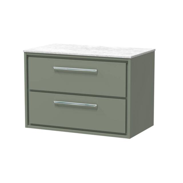 Balterley 800mm Wall Hung 2-Drawer Vanity with Marble Worktop - Fern Green