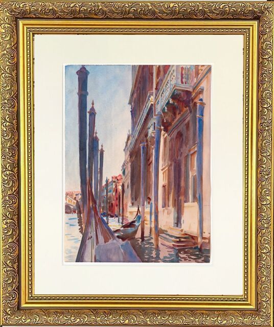 "Frames & Mirrors 4U Gondolas Mounted & Framed Print in Gold Dahlia Frame18 x 14 Inch - Size: W18"" x H14""" - image 1