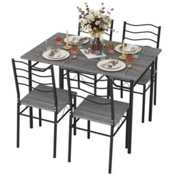 KORVIXA Dining Table Set Of 4 Kitchen Table 4 Chair in Grey - Size: 0.6m2