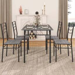 KORVIXA Dining Table Set Of 4 Kitchen Table 4 Chair in Grey - Size: 0.6m2 - thumbnail 3
