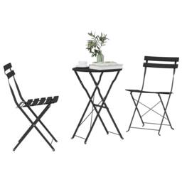 Berkfield Home 3-Piece Folding Bistro Set - Anthracite Steel in Black - thumbnail 3