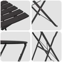 Berkfield Home 3-Piece Folding Bistro Set - Anthracite Steel in Black - thumbnail 8