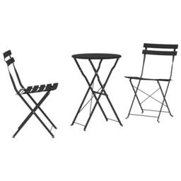 Berkfield Home 3-Piece Folding Bistro Set - Anthracite Steel in Black - thumbnail 2