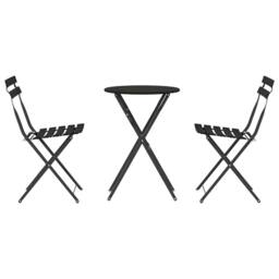 Berkfield Home 3-Piece Folding Bistro Set - Anthracite Steel in Black - thumbnail 7