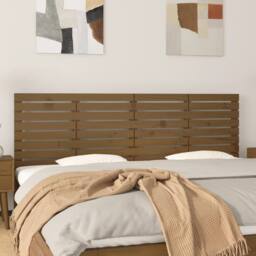 Berkfield Home Wall Headboard Honey Brown 206x3x63 cm Solid Wood Pine - Size: 206 x 3 x 63 cm - thumbnail 2