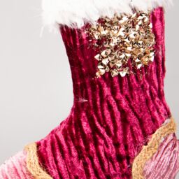 Shatchi 15cm Burgandy / Pink Stocking - Christmas Hanging Decoration - thumbnail 3