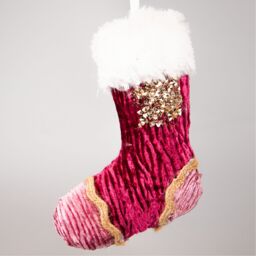 Shatchi 15cm Burgandy / Pink Stocking - Christmas Hanging Decoration - thumbnail 2