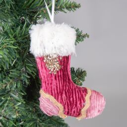 Shatchi 15cm Burgandy / Pink Stocking - Christmas Hanging Decoration - thumbnail 4