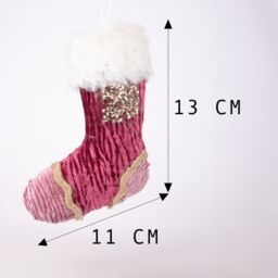 Shatchi 15cm Burgandy / Pink Stocking - Christmas Hanging Decoration - thumbnail 5